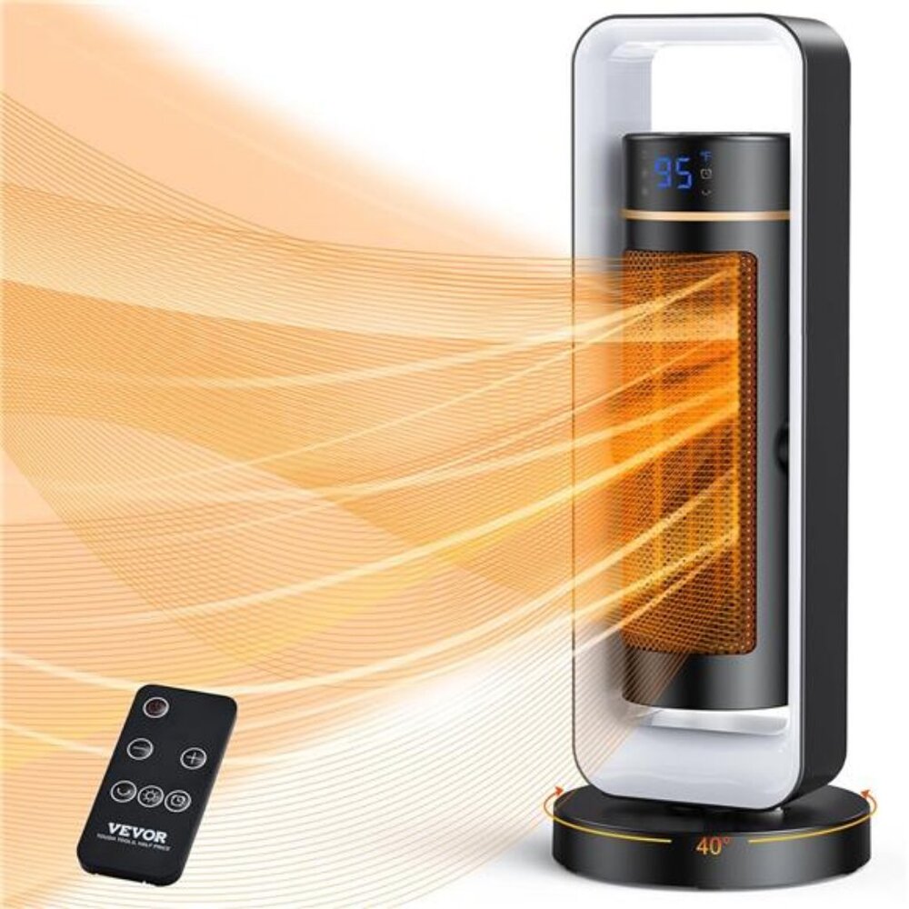 Electric Space Heater with Thermostat Remote, 1000W/1500W 2-Level Adjustable